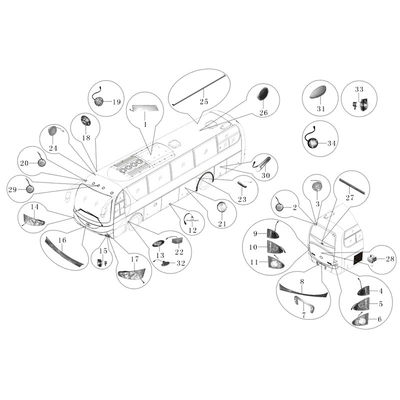 HAISE Buslicht Fahrzeugbeleuchtung Teile für King Long Higer ZhongTong Bus 24V LED-Lampe